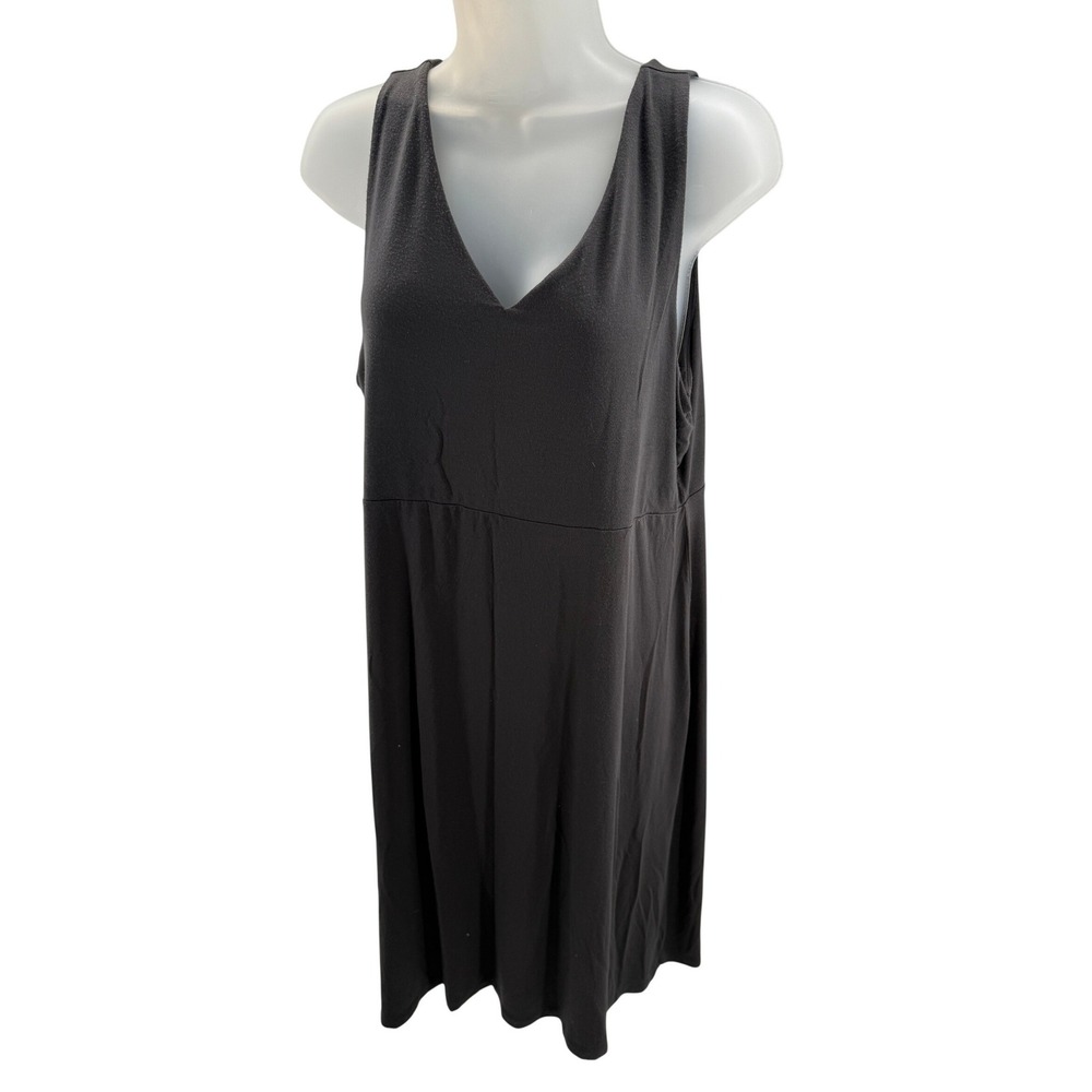 Athleta Womens Grey V-Neck Empire Waist Sleeveless Jersey Knit Dress Large